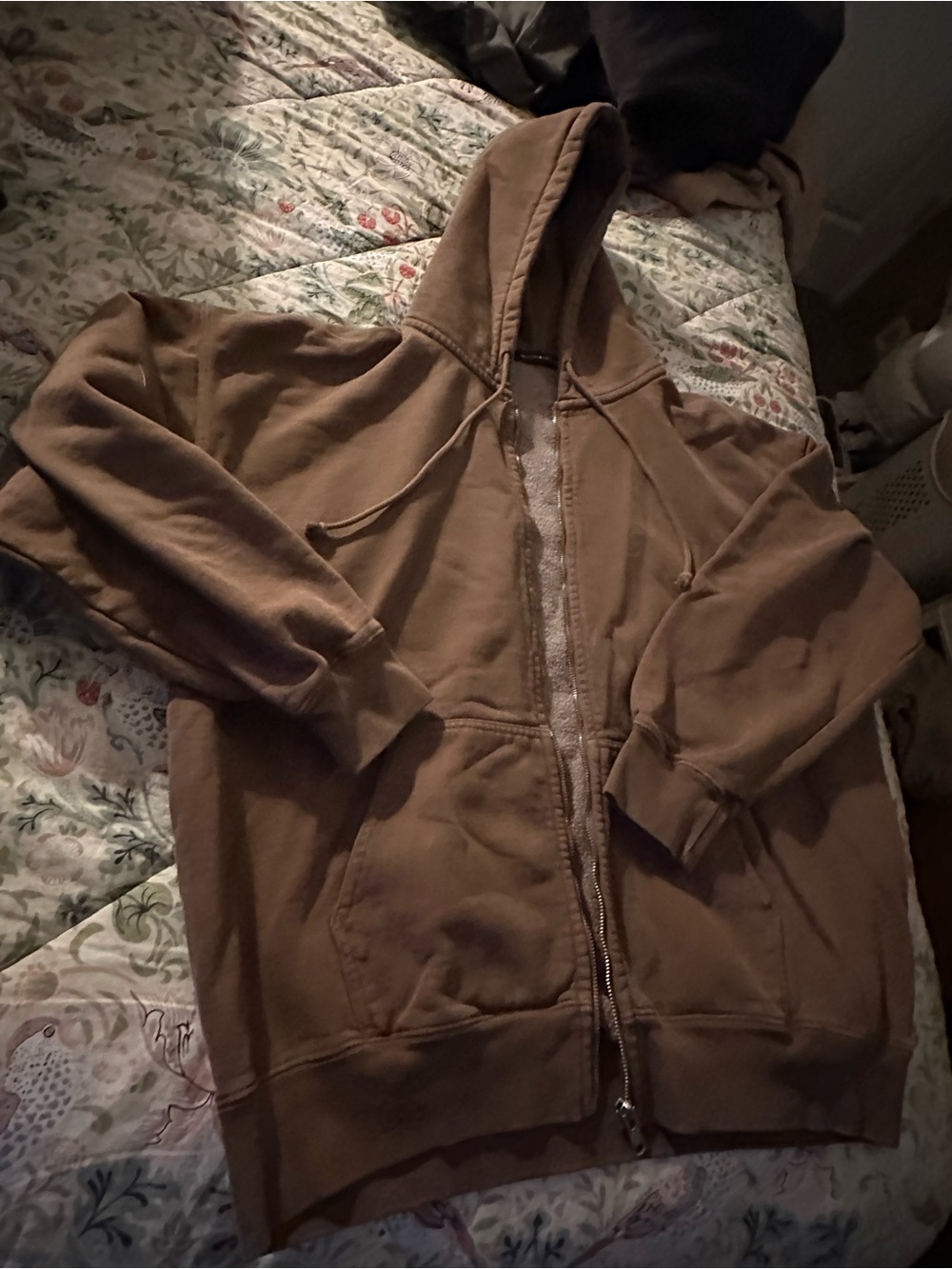 Brandy Melville Brown Zip-Up Hoodie
